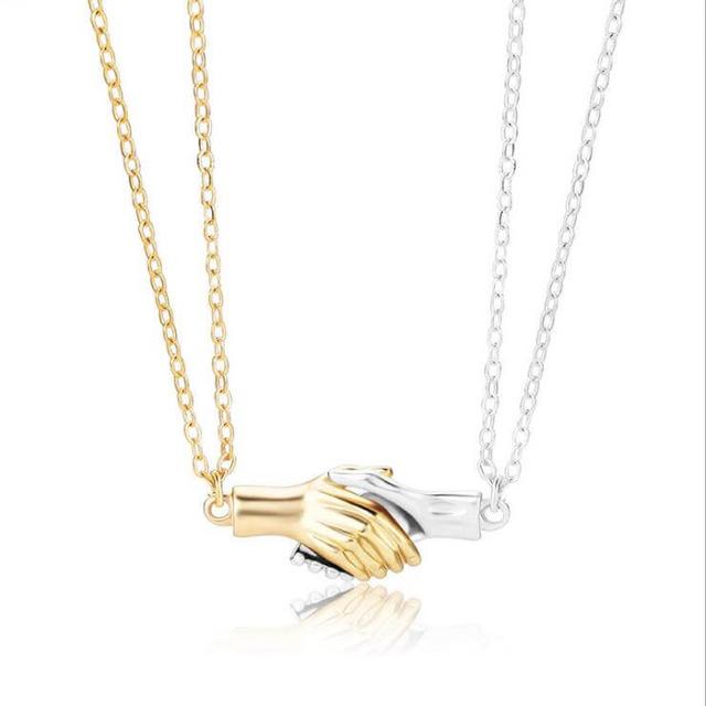 Magnetic Handshake Necklace with Holding Hands Pendant
