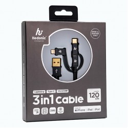 Hedonic 120cm 3 In 1 Lighting Type C And Micro Usb Cable