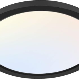 12 Inch Selectable CCT LED Round Flat Panel Light, 24W 3000K/4000K/5000K, Edge-Lit Flush Mount Ceiling Light Fixture for Kitchen, Bedroom, Laundry and Closet Room，Black