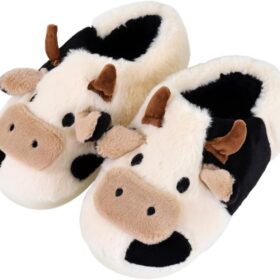 Slippers For Women,Cow Slippers,Womens Fuzzy Slippers,Cute Animal Cartoon Fluffy Plush House Slippers For Women Men Indoor