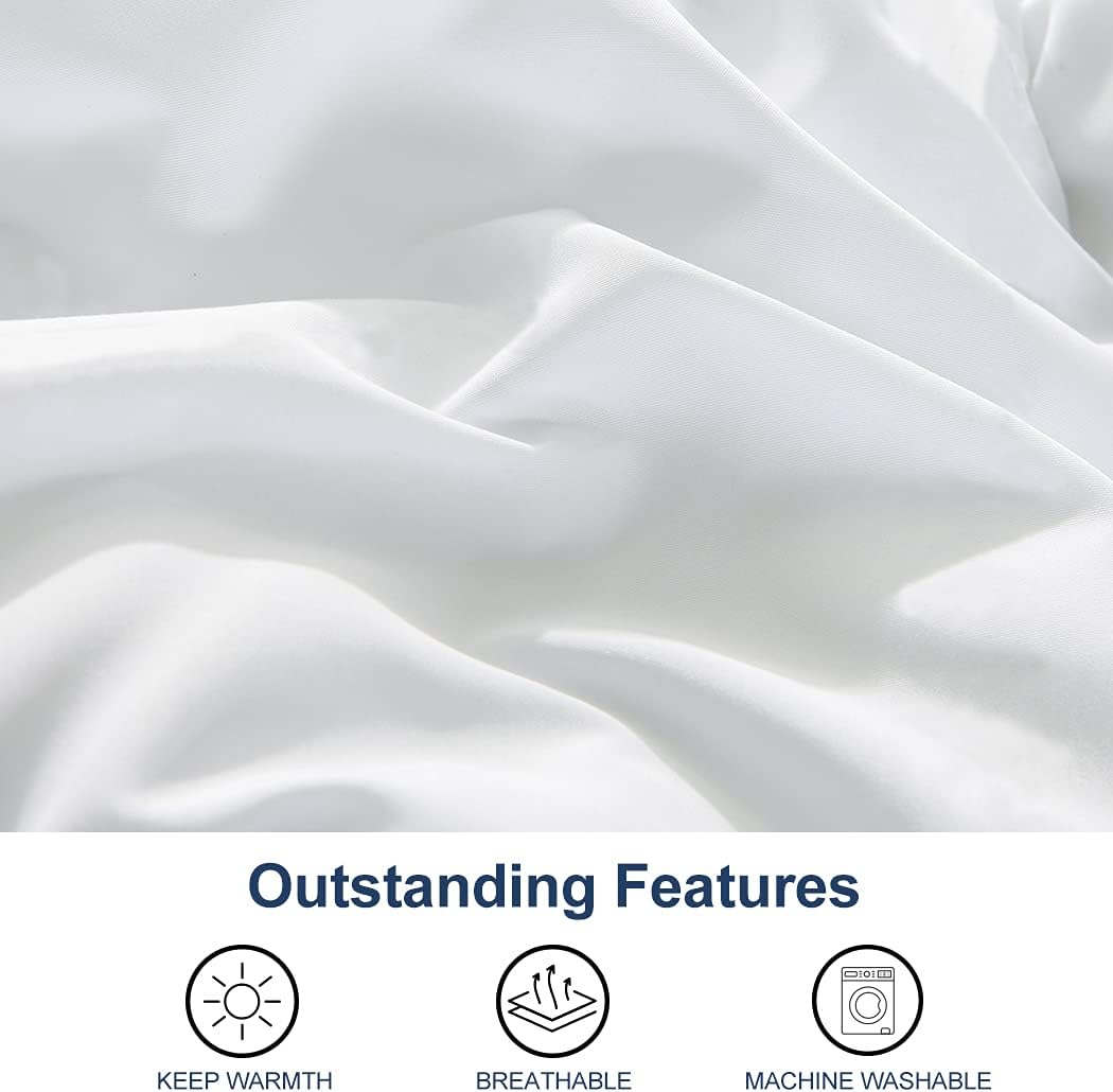 Duvet Insert Queen Comforter - Fluffy Down Alternative Fill Hotel Collection Comforter for Queen Bed,Lightweight Soft All Season Duvet Insert with Corner Tabs - Machine Washable,White,90x90 - Image 2