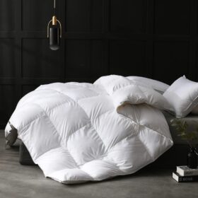 Feathers Down Comforter King Size Luxurious All Seasons Duvet Insert - Ultra-Soft 750 Fill-power Hotel Collection Comforter, 54 Oz Fluffy Medium Warmth, (106x90, Solid White)