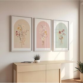 Watercolor Flower Wall Art Set of 3 Wildflower Floral Wall Decor Pictures Botanical Canvas Wall Art Vintage Prints Boho Flower Painting Minimalist Floral Poster for Room Bedroom 12x16 Inch Unframed