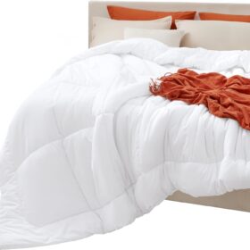 Comforters Queen Size - Duvet Insert Contrast  Down Alternative Comforter Quilted All Season Duvet with 8 Tabs, Machine Washable, Gifts for Women, White, Queen 88 x 88 Inches