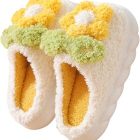 Women's Slippers Adult Warm Plush Flowers Indoor Non-slip Home Thick Bottom Winter Men's Cotton