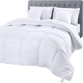 Box Stitched Down Alternative Comforters Queen Size (White)