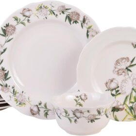 Neutral Porcelain 12-Piece Dinnerware Set – Service for 4, Includes Dinner Plates, Salad Plates & Cereal Bowls, Glossy Finish, Dishwasher Safe, for Daily Dining & Entertainment