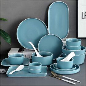 Dinner Set for Family Party Hotel Restaurant Nordic Style Dinnerware Set Chinese Tableware Set Creative Ceramic Dishes Set European Style China Dinner Set Service for 6