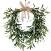 Artificial Olive Garland with Greenery Leaves – Faux Olive Wreath for Front Door, Farmhouse Wall Decor, Hanging Green Wreath for Window or Wedding Decoration (B)