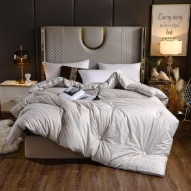 Queen Size Down Alternative Comforter,Lightweight All Season Comforter,Warm Fluffy Soybean Fiber Down Alternative Comforter,Breathable,Machine Washable (Light Gray)