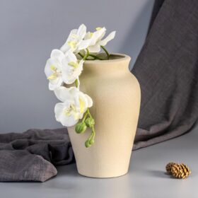 Ceramic Vase for Home Decor, 9 Inch Wide Mouth Pottery Vase, Vintage Farmhouse Vase Boho Neutral Decor, Terracotta Rustic Vase for Living Room, Entryway, Floor, Mantel Decoration（Pottery Clay）