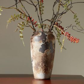 Rustic Vase for Home Decor, Farmhouse Terracotta Vases, Stone Vases, Large Vases for Living Room Decor, Rustic Flower Vase Decoration for Living Room Tall Ceramic Vase