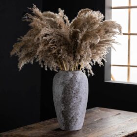 Rustic Distressed Large Ceramic Vase, Terracotta Pottery Tall Decorative Vases, Concrete Vases Clay Stone Antique Farmhouse Big Vase for Home Decor (7 in X 11.8 in)