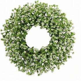 Artificial Flower Wreath,Simulated Plant Flower Garlands, 14 Inch Artificial Green Flower Wreath, Suitable for Home Decoration, Fireplace, Front Door, Garden, Porch, Wedding and Rural Gatherings