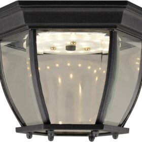 Integrated LED Outdoor/Indoor Ceiling Light with Clear Glass for Porch Entryway Patio, Black – ,
