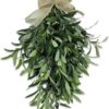 Artificial Olive Garland with Greenery Leaves – Faux Olive Wreath for Front Door, Farmhouse Wall Decor, Hanging Green Wreath for Window or Wedding Decoration (A)