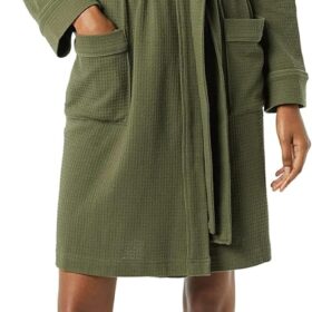 Women's Lightweight Waffle Mid-Length Robe (Available in Plus Size)