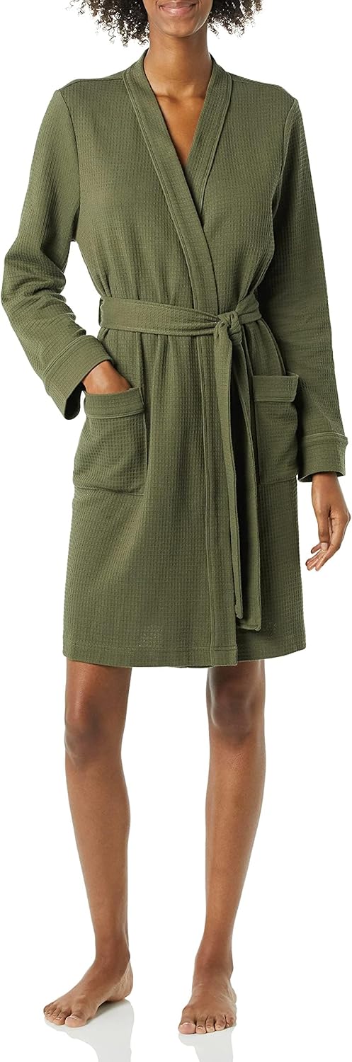 Women's Lightweight Waffle Mid-Length Robe (Available in Plus Size)