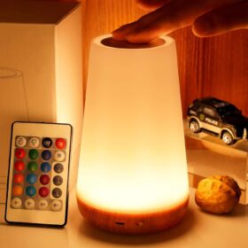 Night Light, Dimmable Touch Lamp for Bedroom, Portable Table Bedside Lamp, 5 Brightness 13 RGB Colors, Night Lights for Baby Nursery Bathroom