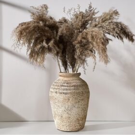 Rustic Ceramic Farmhouse Decor Large Vase - 8.85" Hydroponic Vase White Farmhouse Vases Boho Vase Terra Cotta Pottery Vase for Home Decor, Living Room Decoration, Entryway Decor, Mantel Decorative