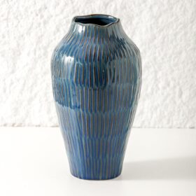 Blue Ceramic Vase for Home Decor,11.6 Inch Flower Vase，Decorative Vases for Pampas Grass，Modern Art Texture Vases for Home Entryway Living Room Dining Table Farmhouse Office Decor-Blue