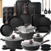 31 Pcs Kitchen Cookware Set, Non Stick Pots and Pans Set Nonstick Cooking Set with Grill Pan, Saucepan, Baking Sheet, Utensils