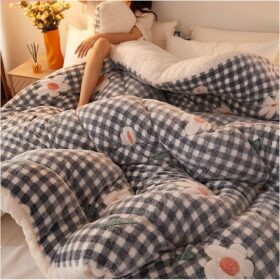 Winter Thickened Double-Sided Fleece Quilt, Warm Plush Comforter Core, Thick Warm Lamb Fleece Blanket, Winter Soft Fluffy Comfortable Duvet, for Cold Weather,L,110x150cm(1.5kg)