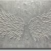 Wall Art with Canvas Hand Painted Wings, Grey and White Heavy Texture Oil Painting Wall Decor, Modern Painting Artwork for Wall for Living Room Bedroom Office Home Decor(48" Wx24 L)