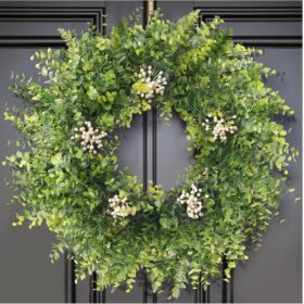 24 Inch Eucalyptus Wreaths for Front Door Decor– Artificial Greenery Front Door Wreath, Outdoor Wreaths for Front Door for Spring, Summer, Fall & All Seasons Home or Porch Decor