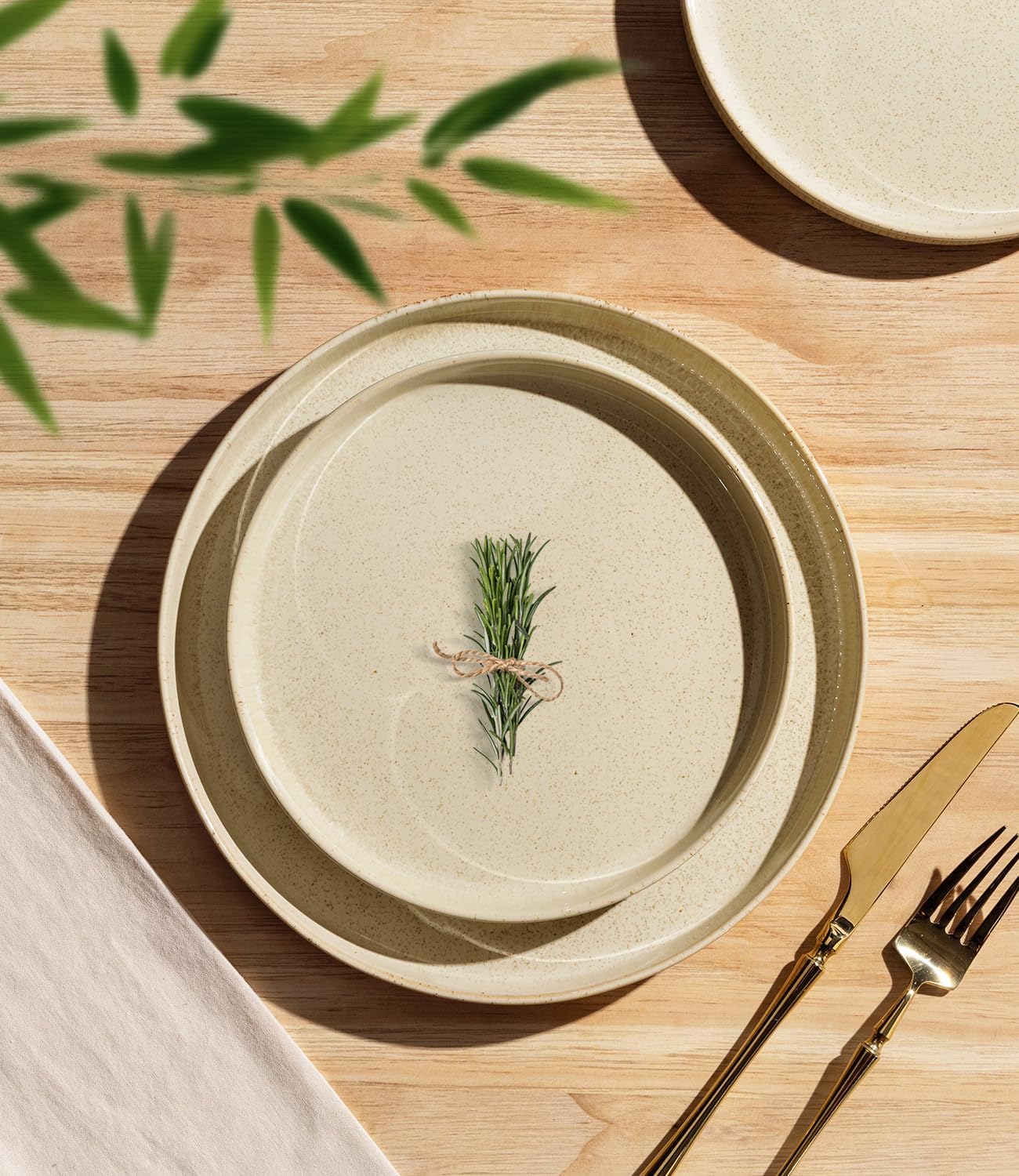 Ceramic Dinnerware Sets for 4, 12 Pieces Porcelain Lightweight Speckled Plates and Bowls Sets, Scratch Resistant Dish Set, Oven & Microwave & Dishwasher Safe - Image 2