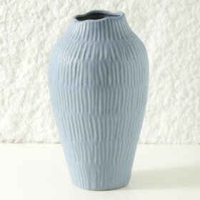 Ceramic Vase for Home Decor,11.6 Inch Flower Vases，Decorative Blue Vase for Pampas Grass，Modern Art Texture Vases for Home Entryway Living Room Dining Table Farmhouse Office Decor-Mat Blue