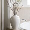 Porcelain Vase - White Ceramic Vase, 10inch Modern Design for Decor, Farmhouse Style, Large Vase for Pampas Grass, Durable, Leak Proof, Versatile