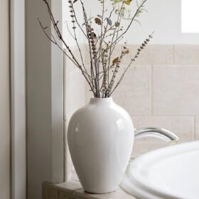 Porcelain Vase - White Ceramic Vase, 10inch Modern Design for Decor, Farmhouse Style, Large Vase for Pampas Grass, Durable, Leak Proof, Versatile